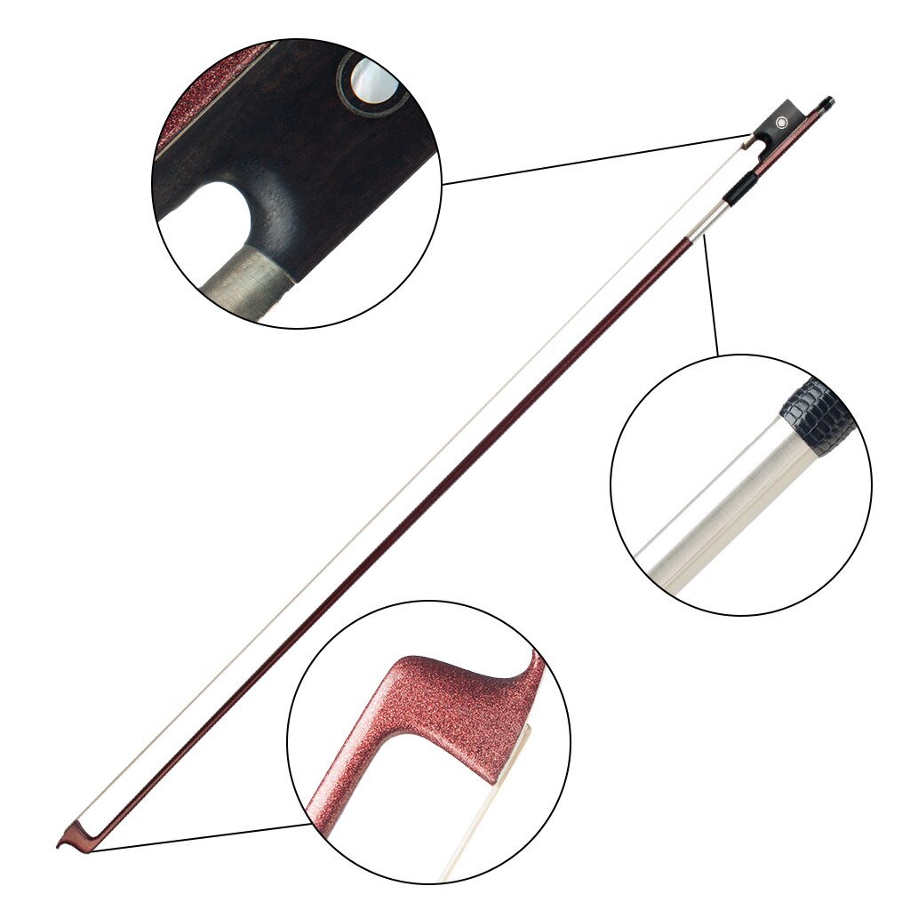4/4 Violin Bow Carbon Fiber Violin Bow 4/4 Violin Fiddle Bow Ebony Frog W/ Paris Eye Inlay Brown Color