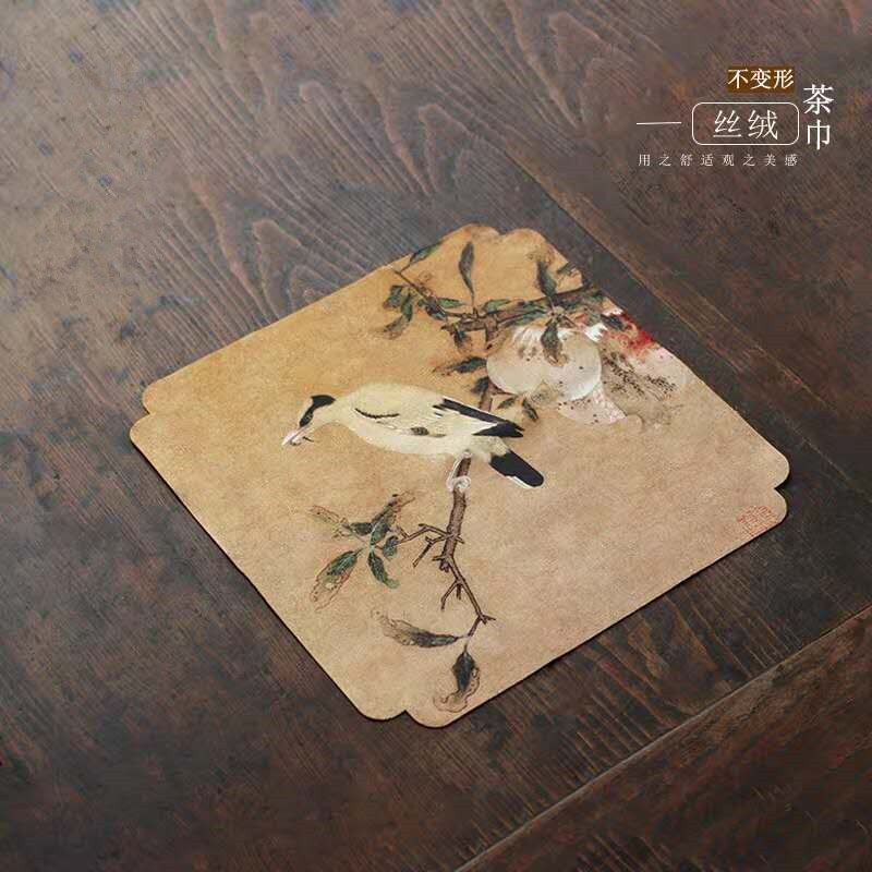 Fluwelen Theedoek Absorberende Zen Chinese Stijl Retro Thee Art Thee Doek Thee Mat Kung Fu Thee Set Theeceremonie onderdelen