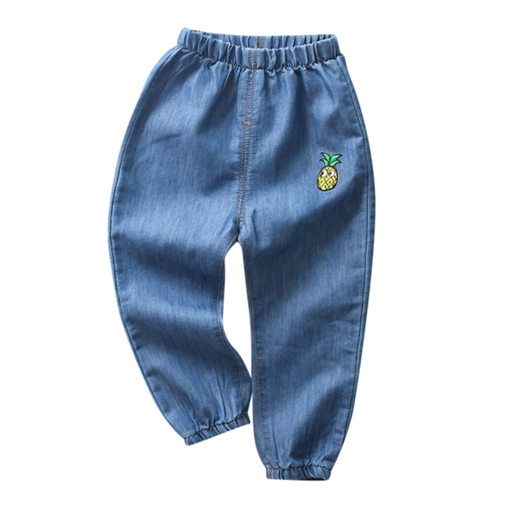 Jongens Broek Lange Broek Voor Meisje Kinderen Baby Jeans Cartoon Gat Denim Lange Broek Elastische Taille Jeans Kleding # C