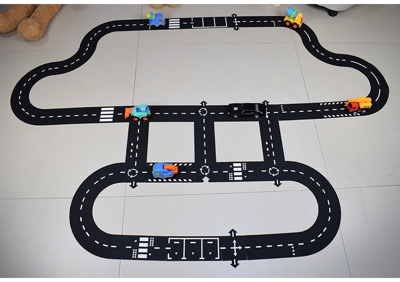 Kinderen Road Building Snelweg Speelgoed Auto Verkeer Rijbaan Flexibele Pvc Puzzels Track Play Set Diy Universele Accessoires Spel Scene