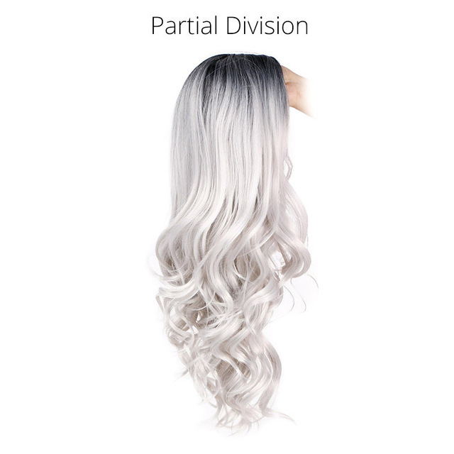 I's a wig Ombre Brown Wig Long Wavy Synthetic Wigs for Women Blonde Gray White Black Red Wig Glueless Hair can be Cosplay: Grey