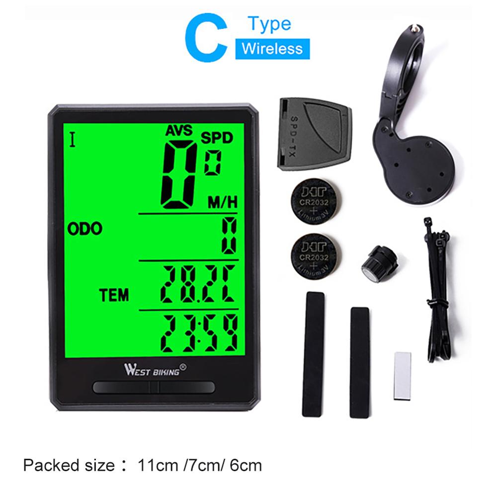 Bicycle Wireless Speedometer and Odometer IPX6 Waterproof Multi Function Cycle Bike Computer with LCD Backlight Display: Default Title