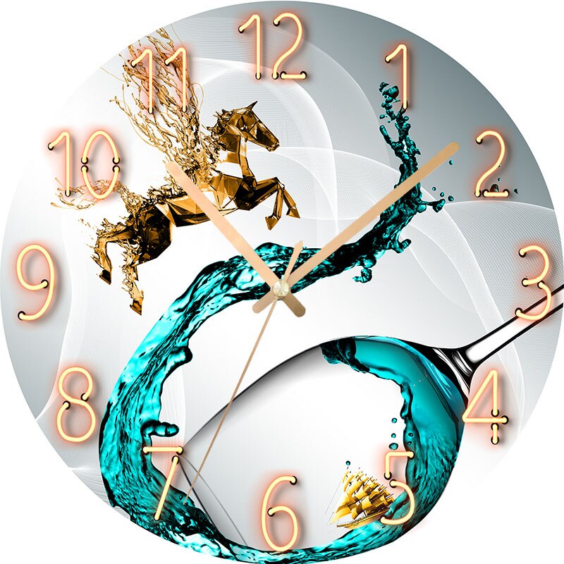 Montre géante en marbre au moderne, corps en verre et cristal, grande horloge murale 3D décorée pour salon, mécanisme silencieux, décor de chambre à coucher: FM1