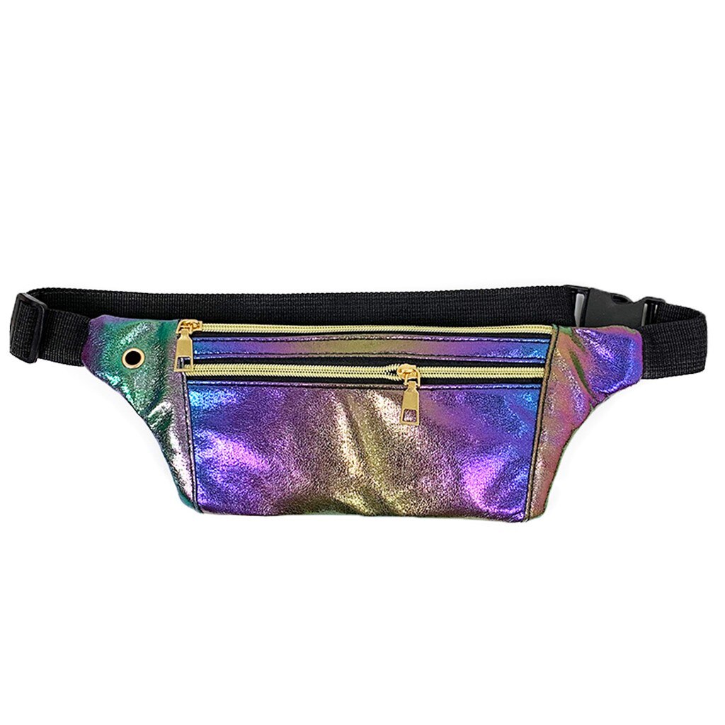 Women Colorful waist bag fanny pack Leather Waist Belt Ladies Zipper Shoulder Bag Multi-function Emale Messenger Bags: Purple 