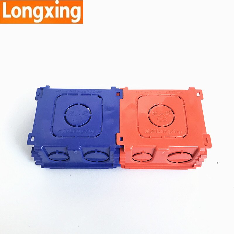 PVC Plastic Adjustable Mounting Box Internal Cassette For 86*86mm Wall Switch and Socket Red Blue Wiring Back Box