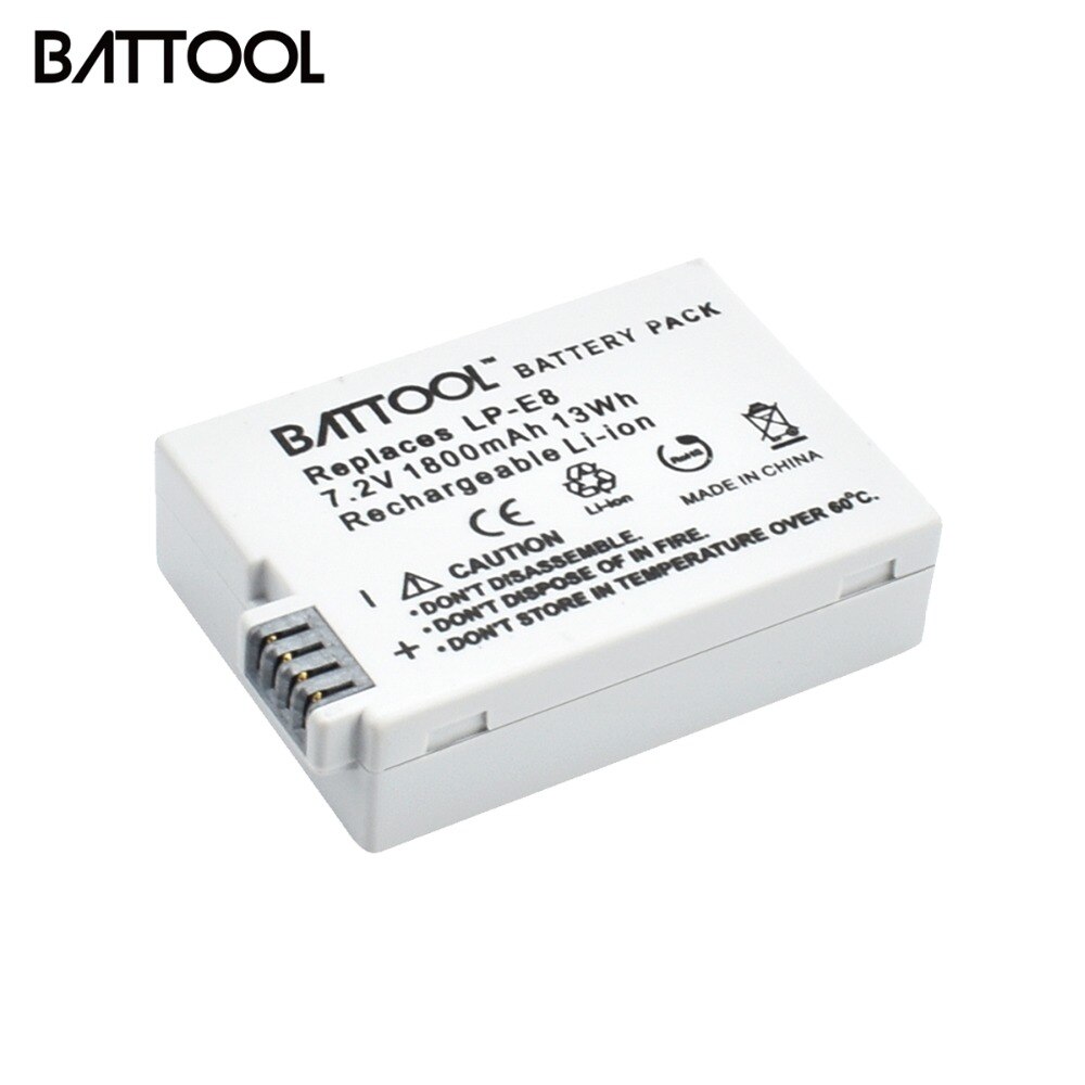 BATTOOL 1PCS 7.2V 1800mAh LP-E8 LP E8 LPE8 DSLR Li-Ion Camera Batterij Voor Canon EOS 600D 650D 550D 700D T4i T5i Rebel T2i Bateri