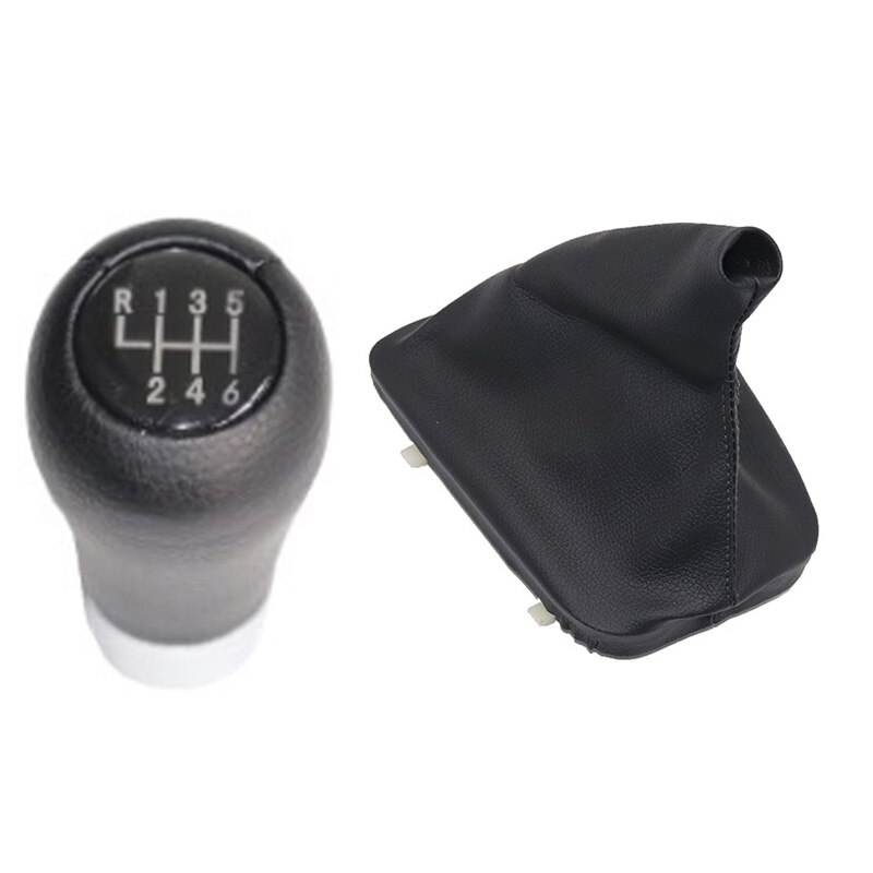 Chroom & Lederen Auto Shift Pookknop Hendel Gaitor Boot Cover Voor Bmw 3 Serie E46: 6 speed silver
