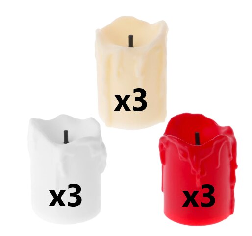 9 pçs criativo flameless led velas elétricas lâmpada alimentado por bateria luzes de chá controle remoto decorações da festa de casamento do natal: 3x3pc