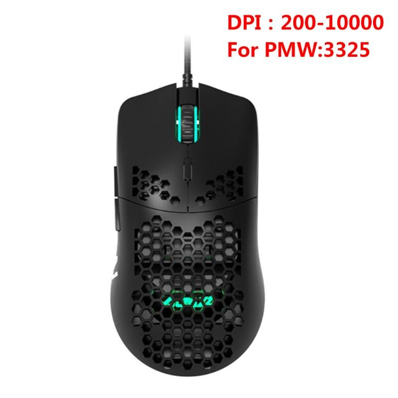 AJ390-ratón ligero con cable y agujeros para videojuegos, Mouse ajustable de 6 DPI, 7 teclas,