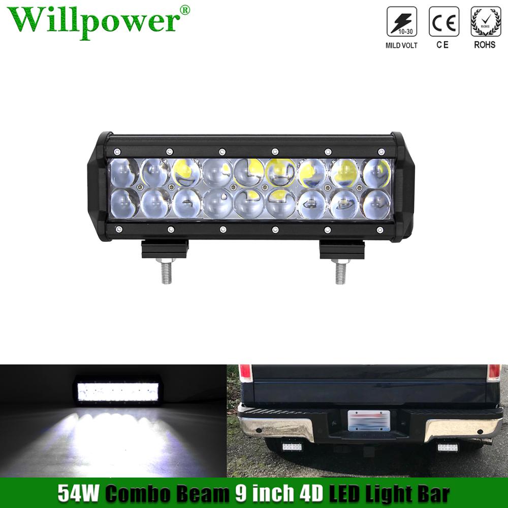 Offroad 4X4 Truck Projector Lens 54W 9 "Led Licht Bar Voor Polaris Honda Yamaha Atv Utv fog Rijden Lamp Spotlight 4D Led Bar