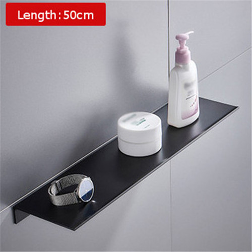 Shower Shelf Bathroom Accessories Space Aluminum Black/White Bathroom Shelves Kitchen Wall Shelf Shower Storage Rack Organizer: Black 50cm