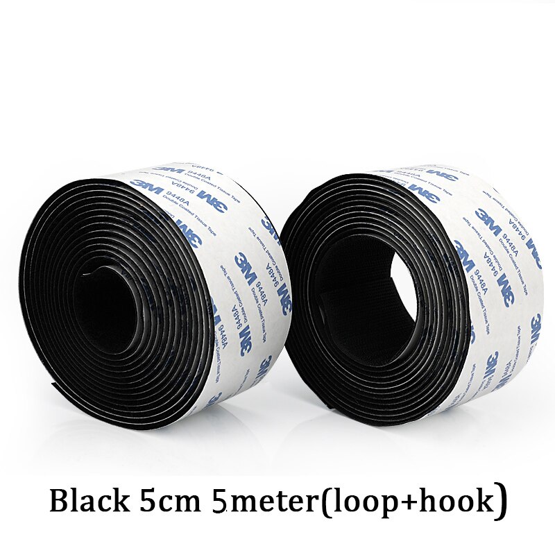 5Meter/Pairs Strong Self adhesive Hook and Loop Fastener Tape nylon sticker velcros adhesive with Glue for DIY 20/25/30/38/50mm: Black 5cm