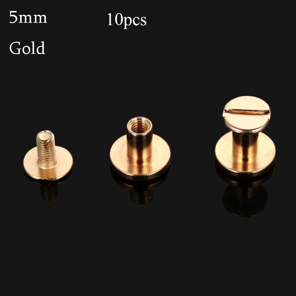 10Pcs 5/6.5/8Mm Diy Band Klinknagels Schroef Leather Craft Solid Nail Bolt Boekhouding Ronde Kop Schroeven Bagage Craft Messing nail: gold-5mm-10pcs