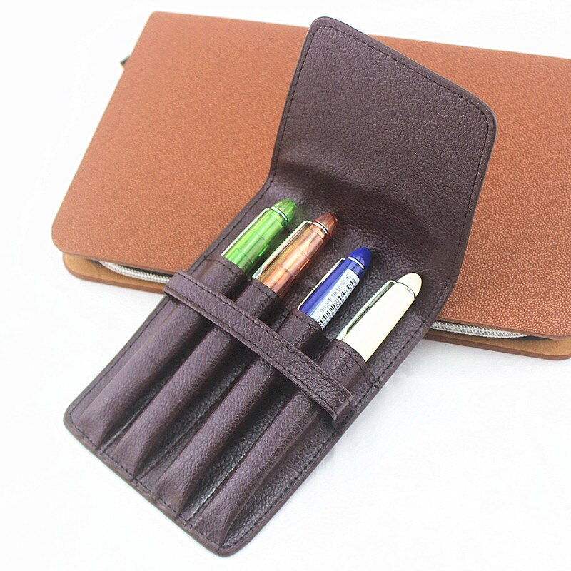 Set Luxe pen tas klassieke lederen hold voor fontein/balpen pen case pouch/potlood case