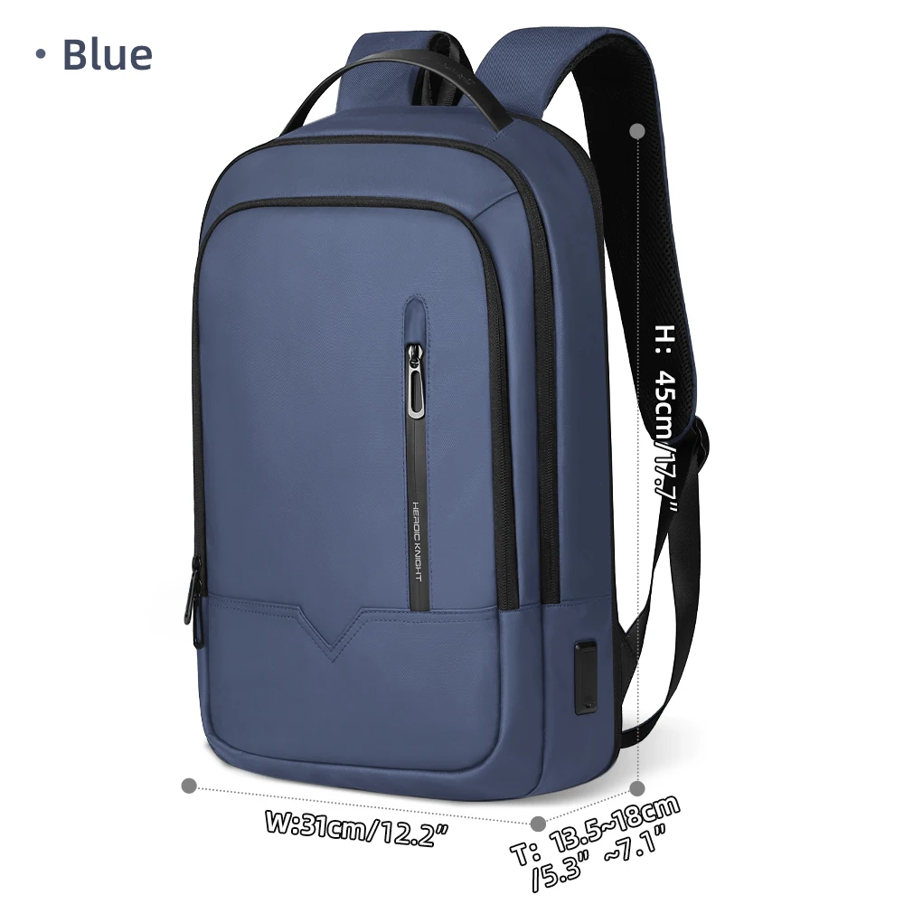 HK Uitbreidbare zakelijke rugzak voor heren Notebooktas met USB-poort Lichtgewicht 15,6 inch laptop Schooltas Grote reisdagrugzakken: Blauw