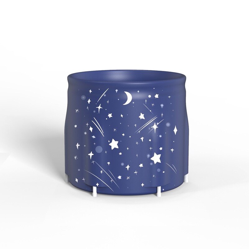 Bañera plegable de 70cm x 68cm para adultos, Cubo de baño con aislamiento, cubo inflable de 6 capas para SPA: Black