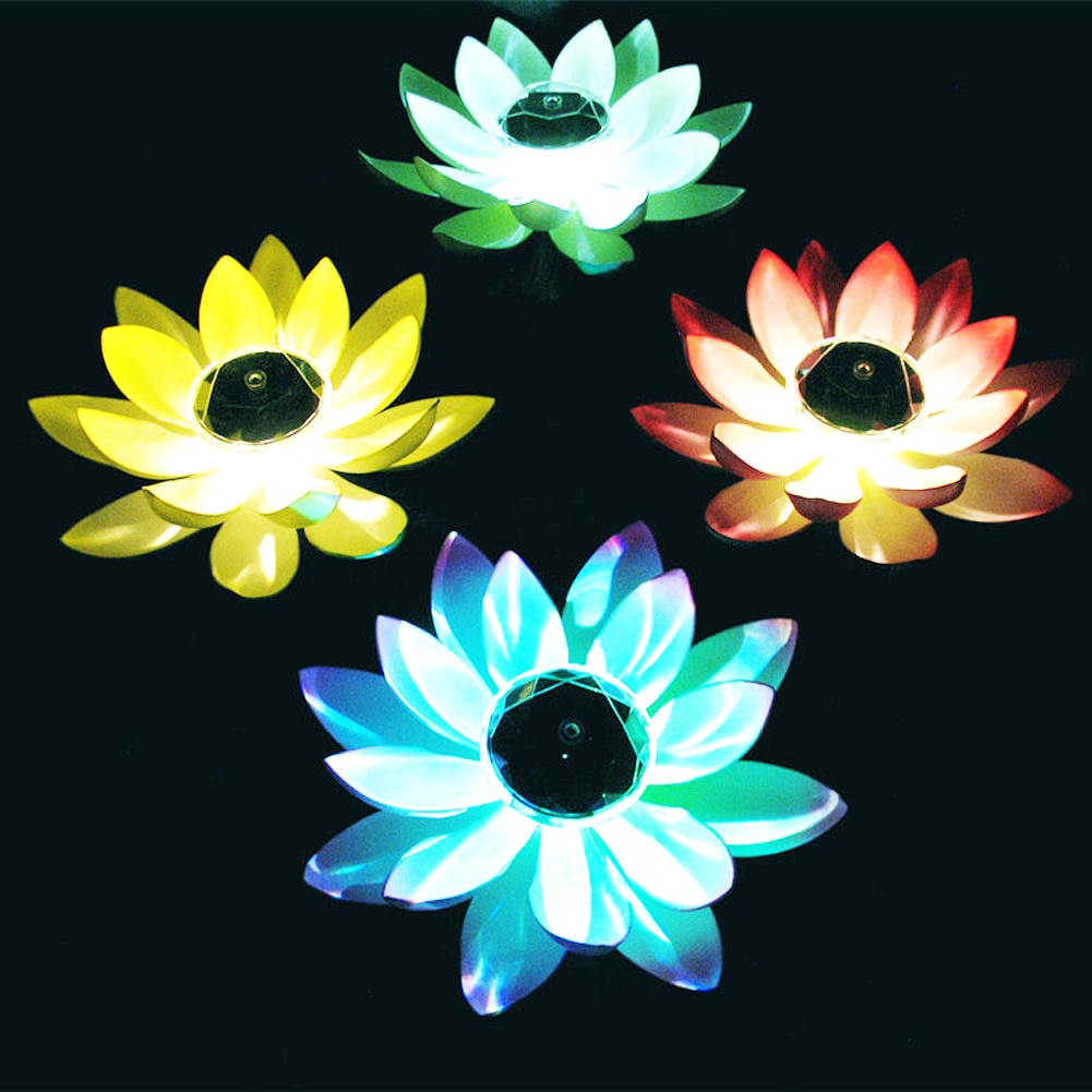 Solar LED Flower Light, 1pcs Artificial Lotus Shape Solar Pool Lights Floating Fountain Pond Garden Pool Lamps LED Night Light