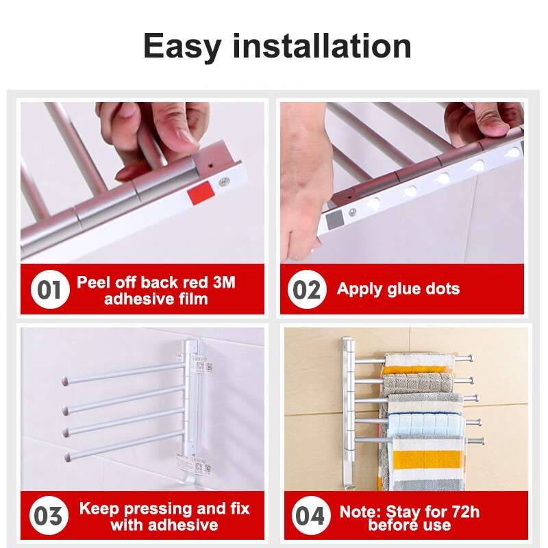 Aluminium 2/3/4/5-Bar Handdoek Hanger Badkamer Handdoekenrek Draaibare Handdoek Houder Ruimte Keuken plank Papier Opknoping Muur Gemonteerd