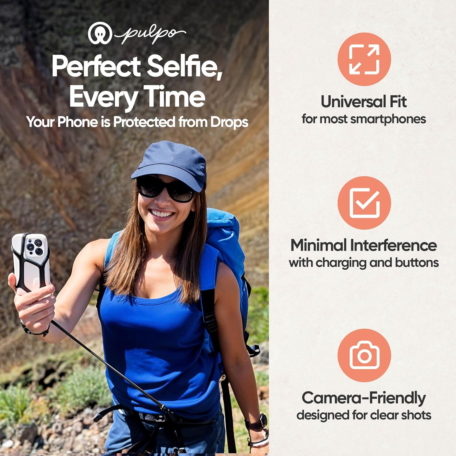 Safety Cell Phone Lanyard Fits Smartphones 6.1" to 6.8” , Lanyards for Phones, Hiking Phone Holder & Cellphone Lanyard, Silicone