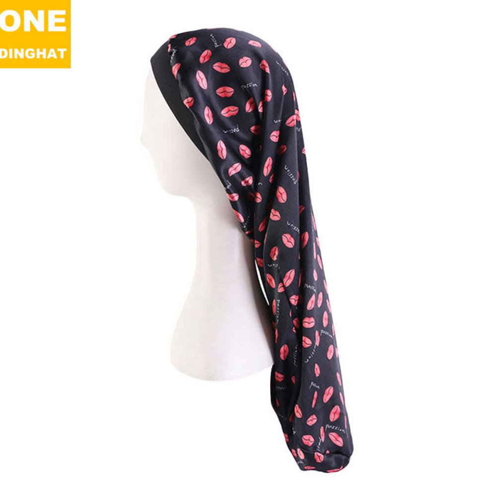 Long Hair Bonnet Sleep Cap Sleep Hats Wrap Night Cap Hair Care Bonnet Nightcap For Women Men Unisex Cap Bonne Hair Loose Cap: Lip print