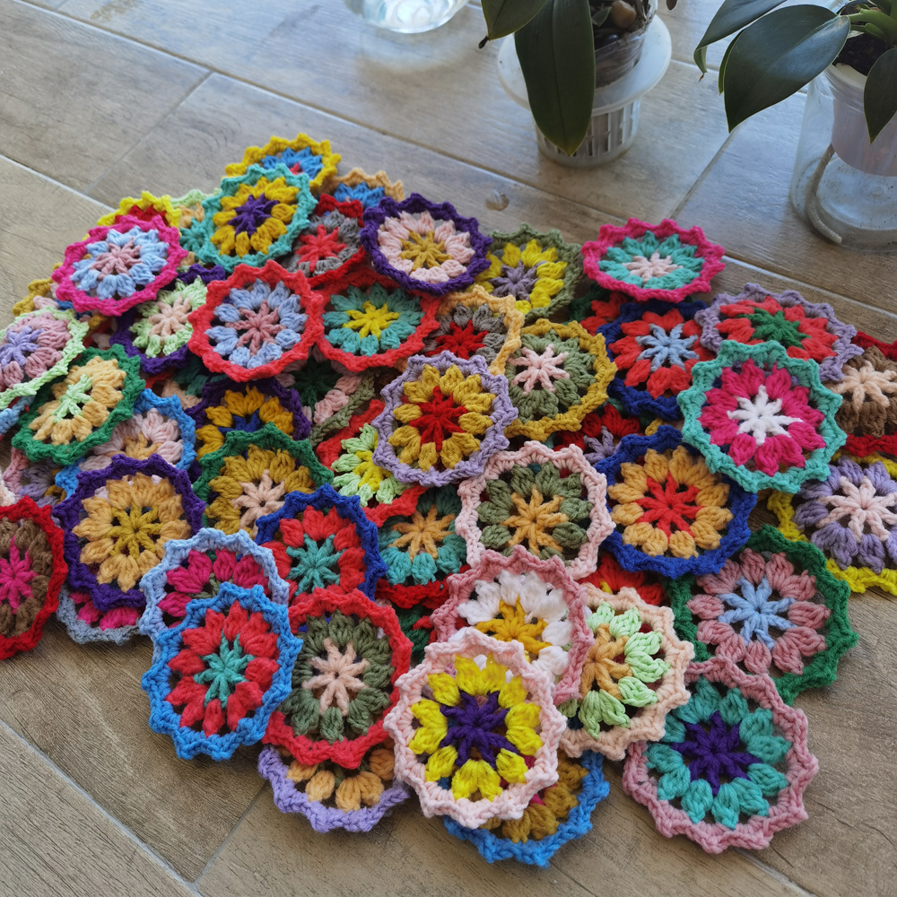 8.5cm Handmade Crochet Original Doilies Flowers Cup Mat Photo Props Decorative Placemat DIY Clothes Accessory Sewing Supplies 50