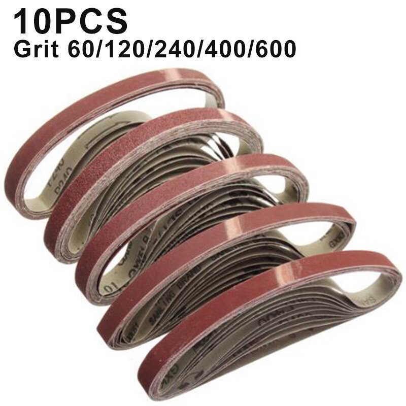 10 st / set träbearbetning slipband slipmaskin 60-600 korn 15mm x 452mm