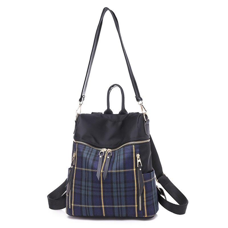 Classic Scottish Tartan Plaid Print Female Nylon Backpack
