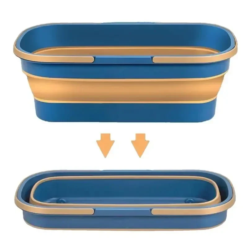 Bærbar sammenleggbar bøtte, sammenleggbar bøtte, bilvask, silikonvask, camping, hjem, sammenleggbar rengjøringsmoppebøtte