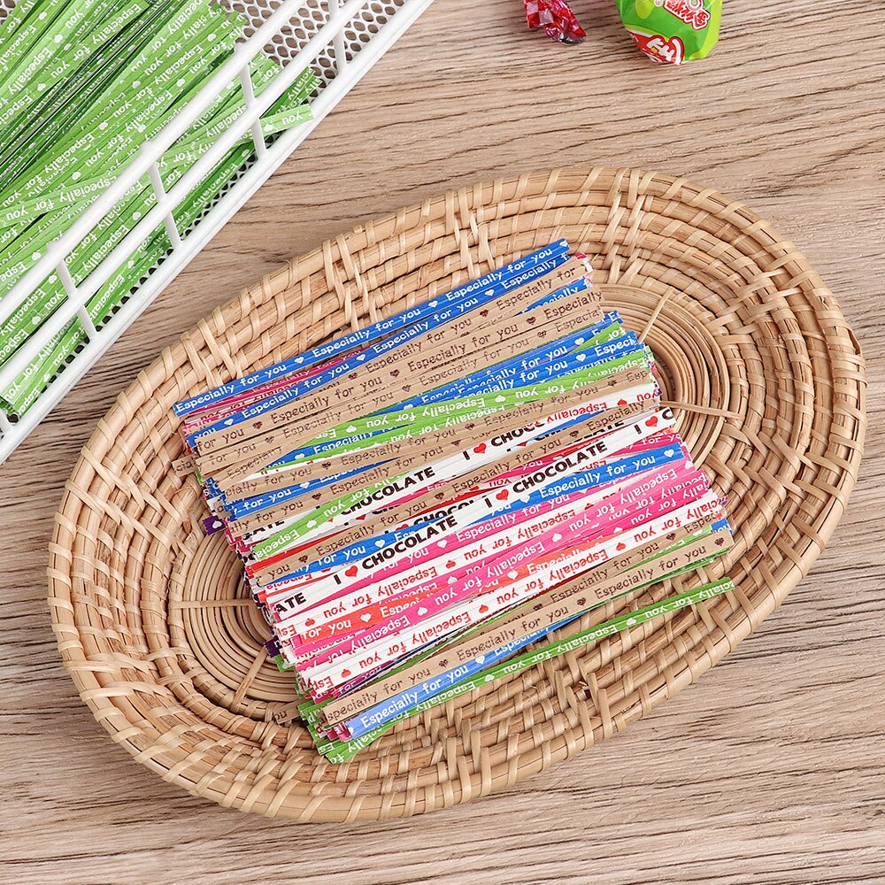 Bolsa para envolver , embalaje de corbata, panadería, de boda, bolsa para galletas y dulces, lazos de giro, especialmente para ti, suministros de herramientas de embalaje DIY, 200 Uds.