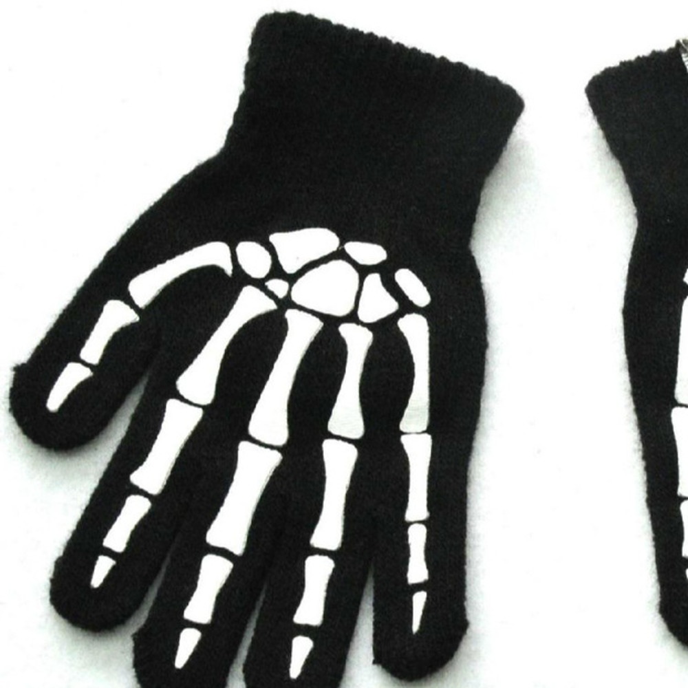 Breien Handschoenen Voor Kinderen 5-12 Jaar Oude Licht In Het Donker Lichtgevende Menselijk Skelet Hoofd Ghostcrawler Print Fingers handschoenen