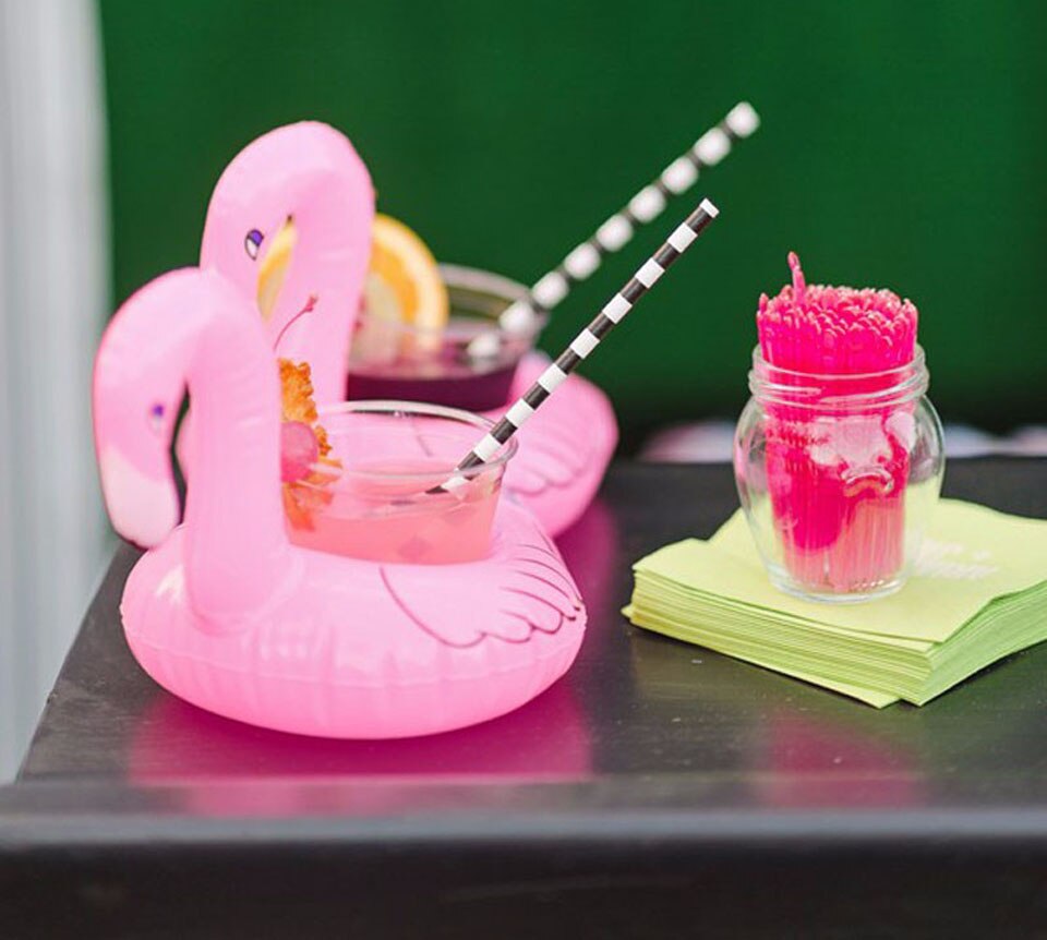 3 st mini uppblåsbar flamingo drinkhållare mugghållare pool flyter sommar simning fest vatten roliga leksaker för vuxna barn