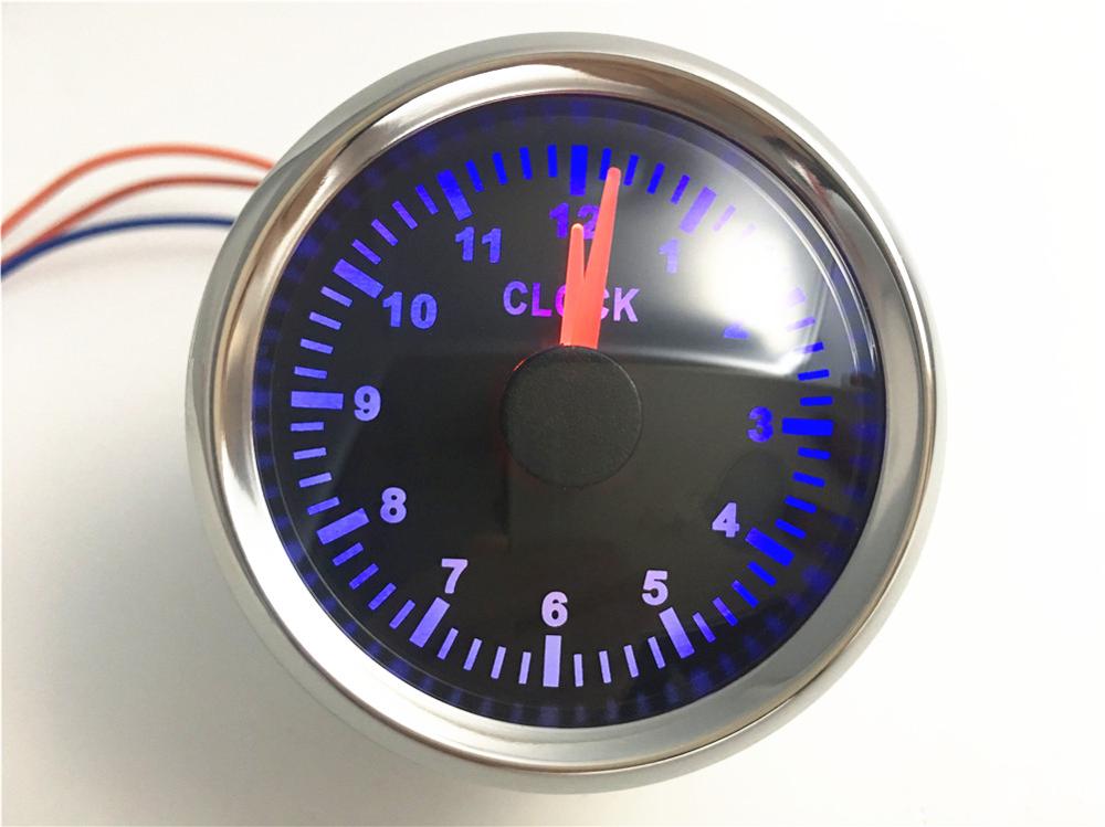 Jauges d&#39;horloge automatique 52mm, 1 pièce, 0-12 heures affichage compteur horloge rétro-éclairage rouge 9-32v pour voiture bateau moto: blue backlight BS