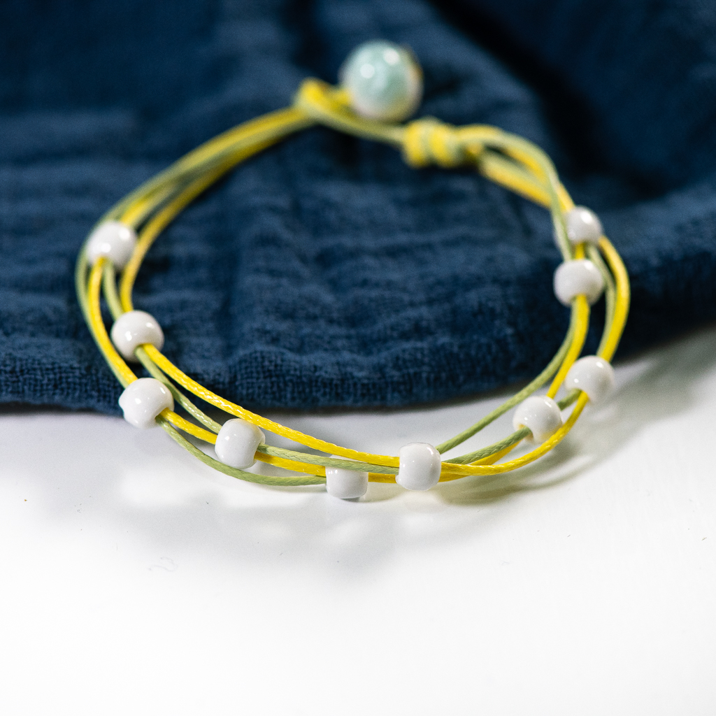 Love stone women's ceramic bracelet Female hand-woven couple small jewelry #5347: Antique Gold Plated