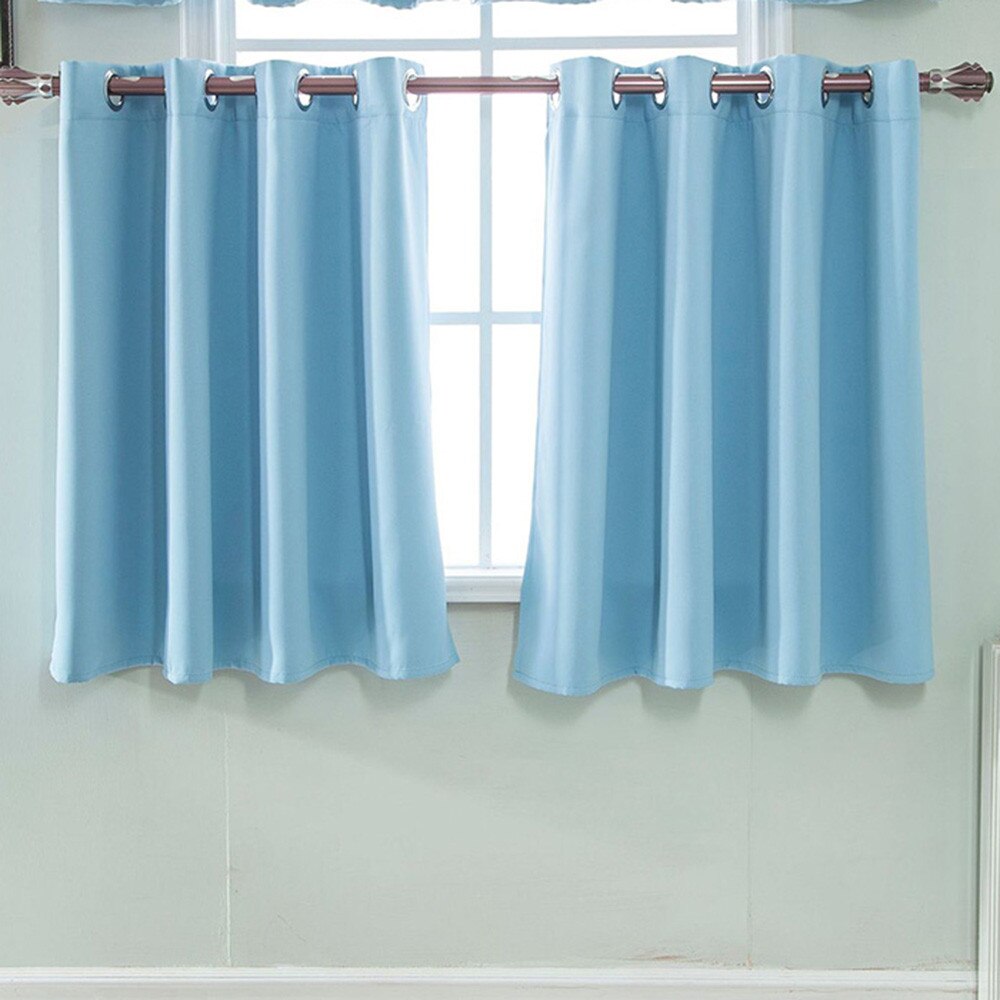2pc Insulated Foam Lined Heavy Thick Blackout Grommet Window Curtain Modern Blackout Curtains For Living Room Bedroom: Blue 