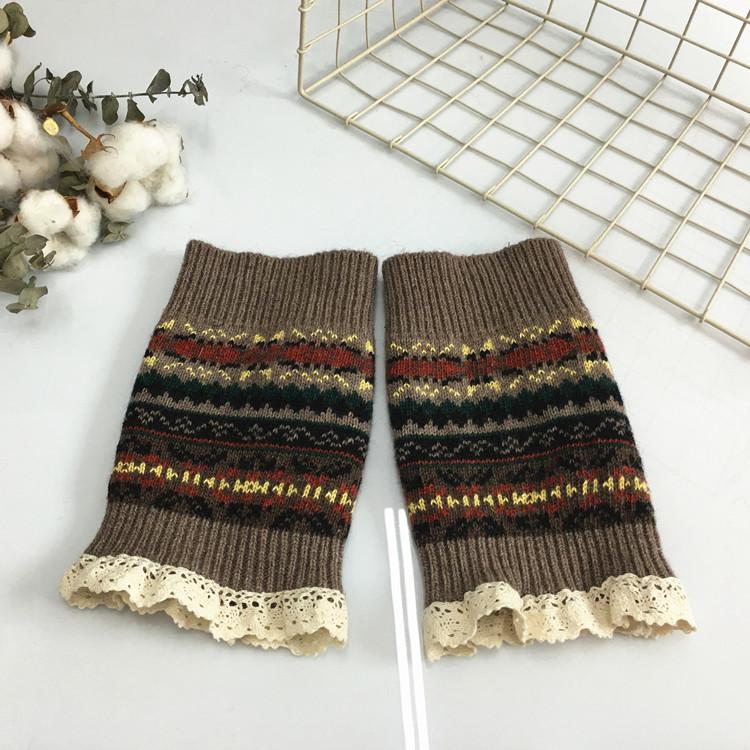 2022 Winter Girl&#39;s Gaiters Camouflage Hue Thick Woolen Leg Warmers Hairy Women Gyaru Accessories Y2k Heaters Warm: khaki short