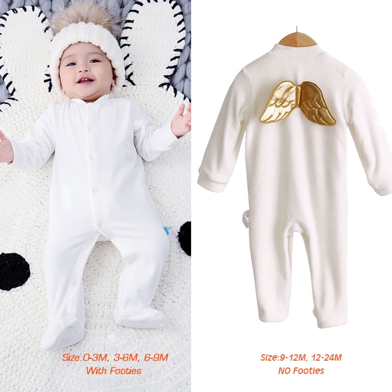 Spring Autumn Long Sleeve Angel Wings Baby Clothes 0-18 Months Newborn Cute One Piece Baby Rompers Girls Boys Bodysuits