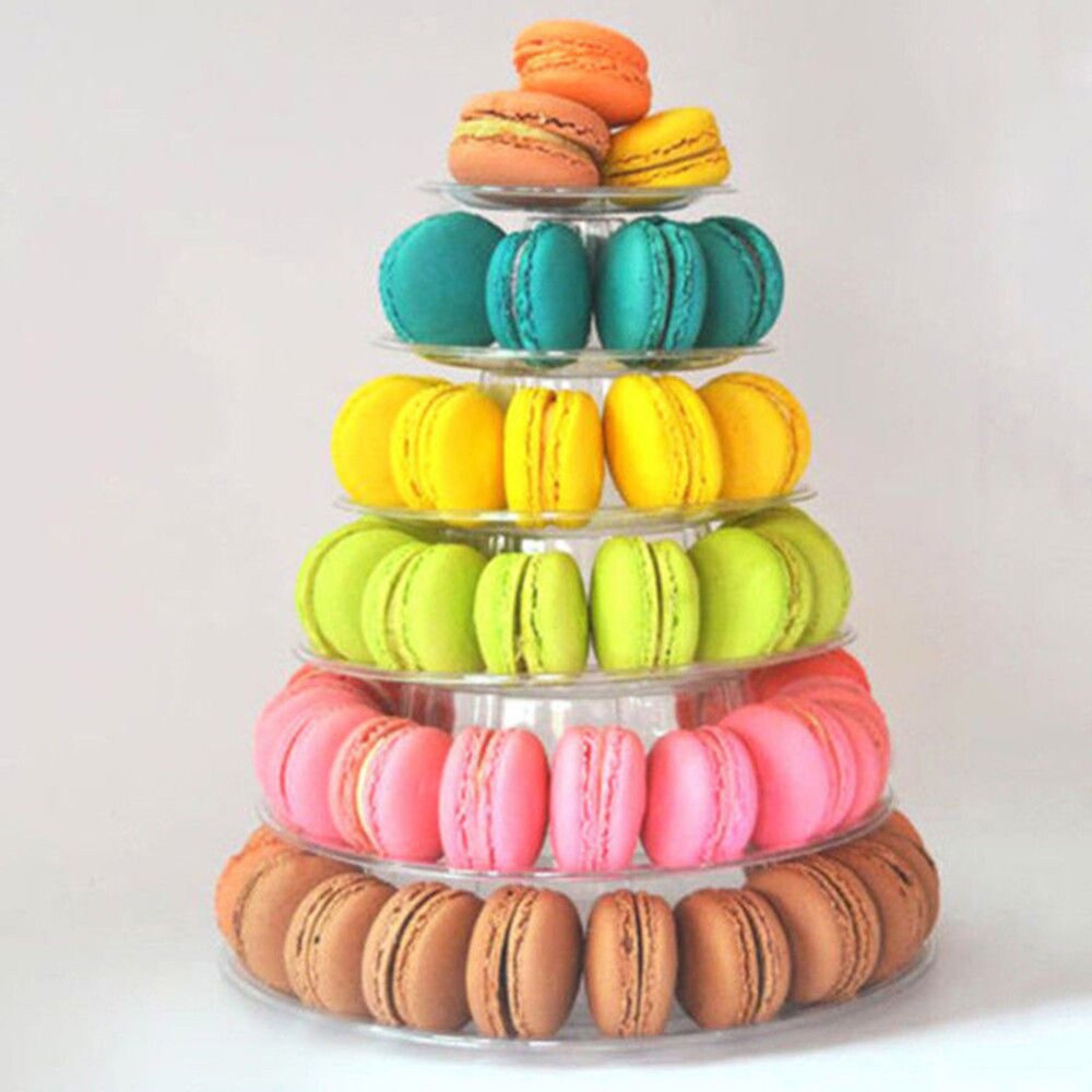 6 Ebenen Macaron Turm Kuchen Stehen Cupcake Makronen Anzeige Gestell Halfter Werkzeuge Hochzeit Dekor für Ostern Weihnachten Geburtstag Party