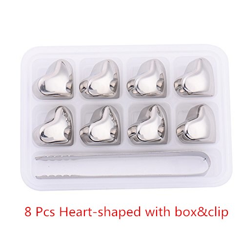 Rvs Whisky Ijsblokjes Bar Levert Magische Wodka/Wiskey/Wijn/Bier Koeler Rotsen Koelers Houder Boxed chiller Gereedschap: 8 pcs heart