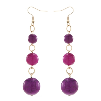YULUCH Long Pendant Earrings Women's National Jewelry Accessories 3 grain Semi-precious Balls Party: purple