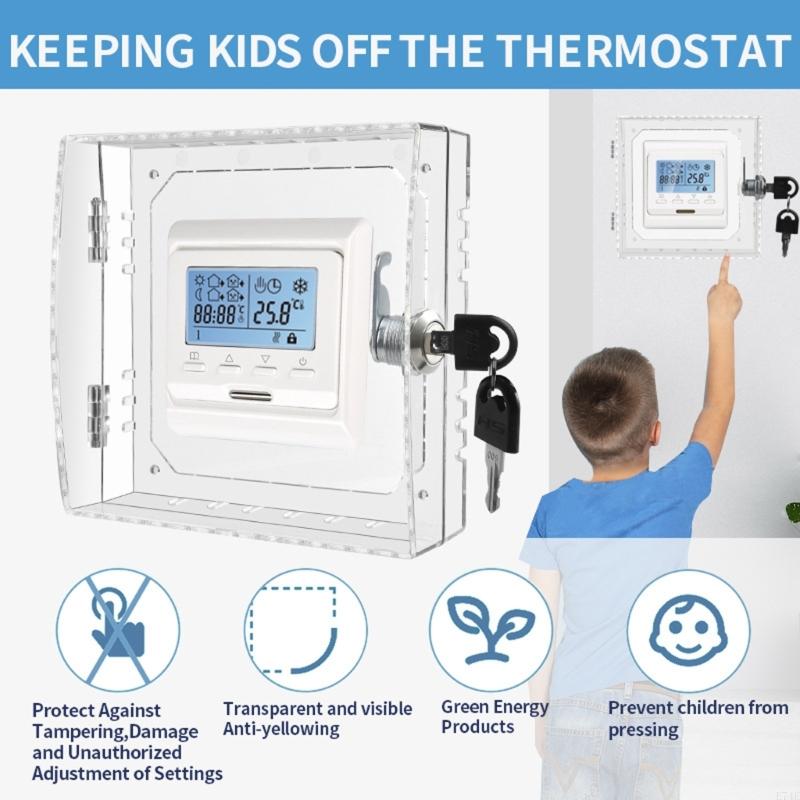 E74E Termostato Buardar seguridad con llave Configuración tapa clara protector cubierta para unidades montadas en