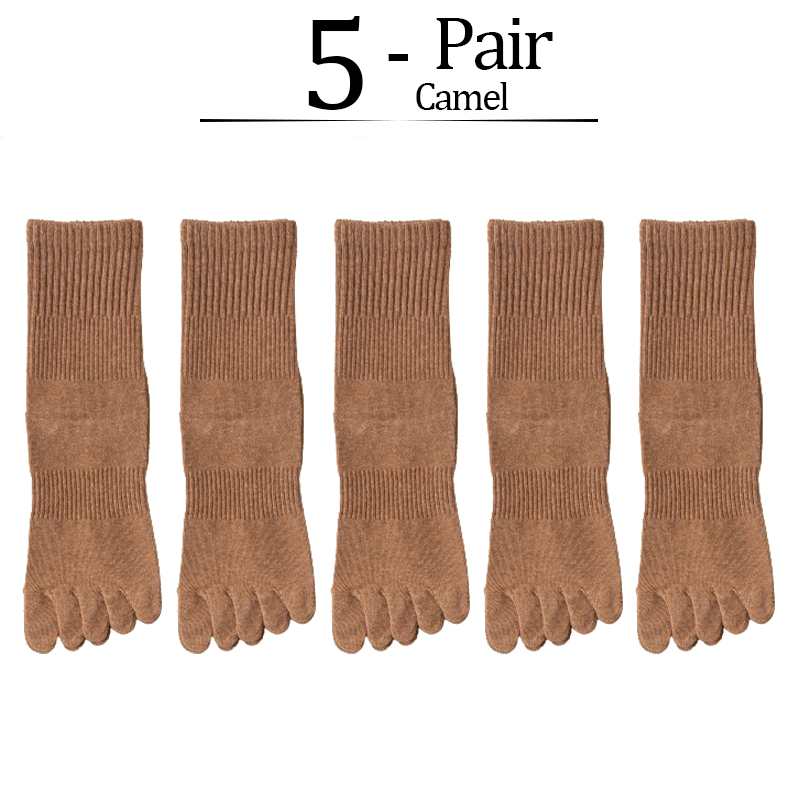 5 Pairs/lot Women Five Fingers Socks 100% Cotton Solid Colour Ladies Split Toe Sports Socks Spring Autumn Harajuku Toe Socks: Blue yellow
