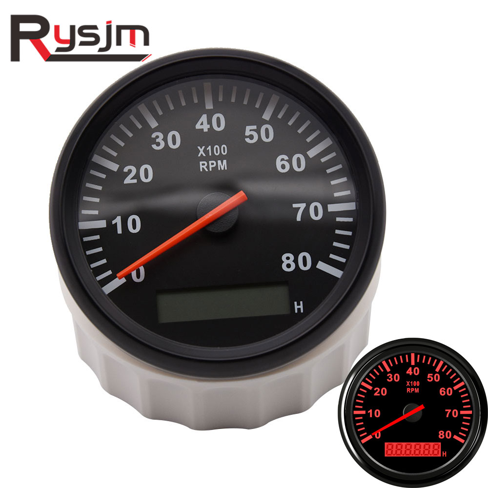 85mm auto Tachometer 8000 RPM Meter 12V/24V red blacklight tacometro moto motorcycle digital car modification gauge speedometer