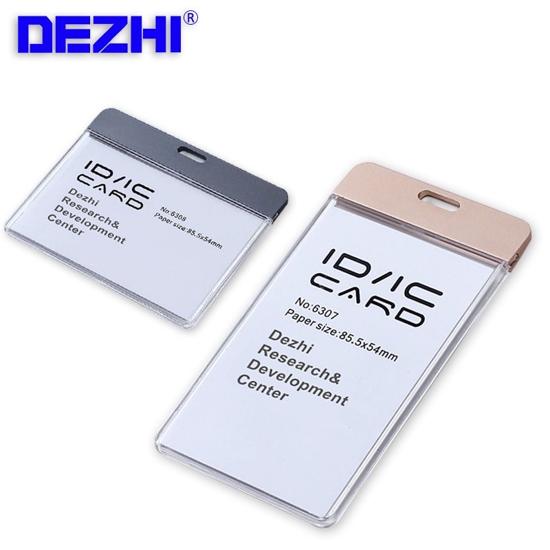 Brand Horizontal Vertica ID IC Card Case Badge Holder without Lanyard,Acrylic Transparent Card Holder with Metal Fasteners