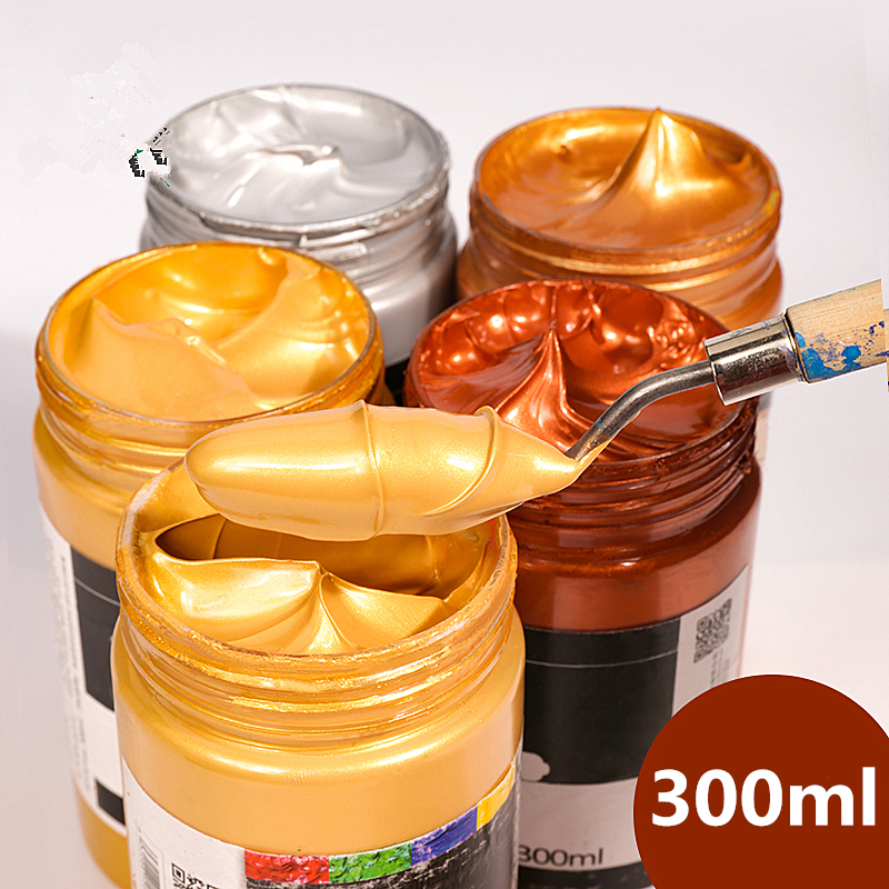 300ml akrylmaling vægmaling malet håndmalet graffiti diy 3d metalfarve buddha statue vandtæt guld sølv perle