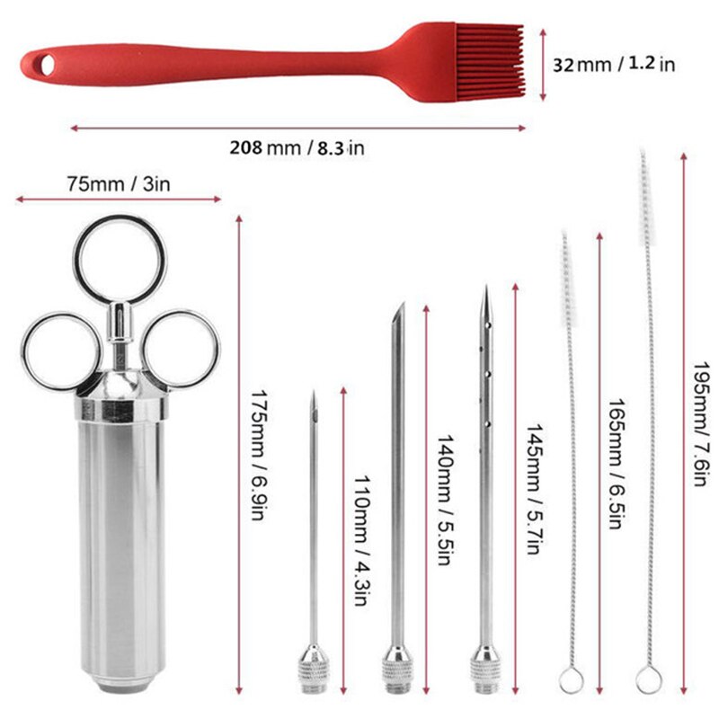 Vlees Injector Rvs Marinade Flavour Voedsel Barbecue Kits Duurzaam Beste Prijs