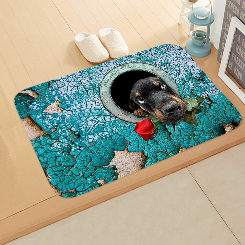 3D Dier Hond Gedrukt Mat Zachte Kant Strip Deur Mat Tapijt Slaapkamer Deur Vloer Gang Mat DDD26: 2