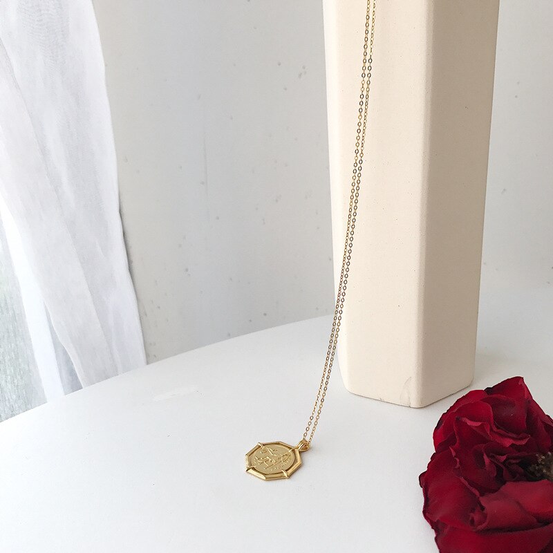 Louleur guld 925 sterling silver halsband rom retro mynt hänge halsband för kvinnor silver 925 fina smycken berlocker matchande