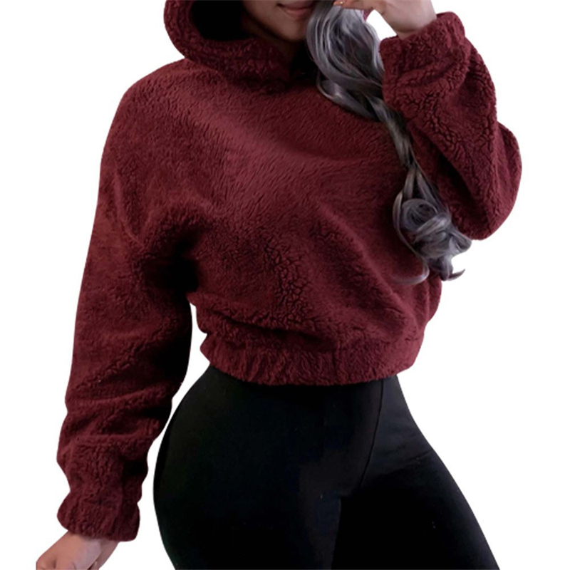 Hiver coréenne oreilles d'ours mignon sweat à capuche ample moelleux à capuche sweat à manches longues haut solide pull vêtements pour les femmes