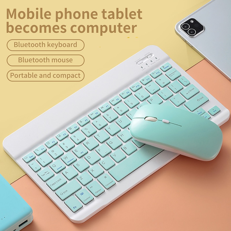 Oplaadbare Universele 10 Inch Draadloze Bluetooth Toetsenbord Muis Set Voor Ipad Iphone Mac Android Telefoon Samsung Tablet Windows
