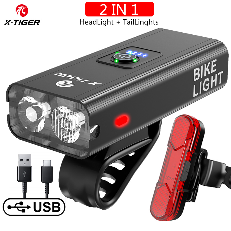 X-TIGER Bicycle Light IPX6 Waterproof 1200 Lumens USB Charging Bicycle Lamp 2400mAH MTB Road Bike Front Flashlight Headlight: VIOLET/紫罗兰